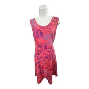 Very Vineyard Coral Purple Floral Sheath Dress Size S Sleeveless Summer